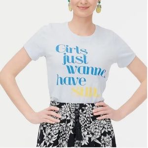 EUC J.Crew Girls Just Wanna Have Sun Blue Cotton Tee Sz Medium